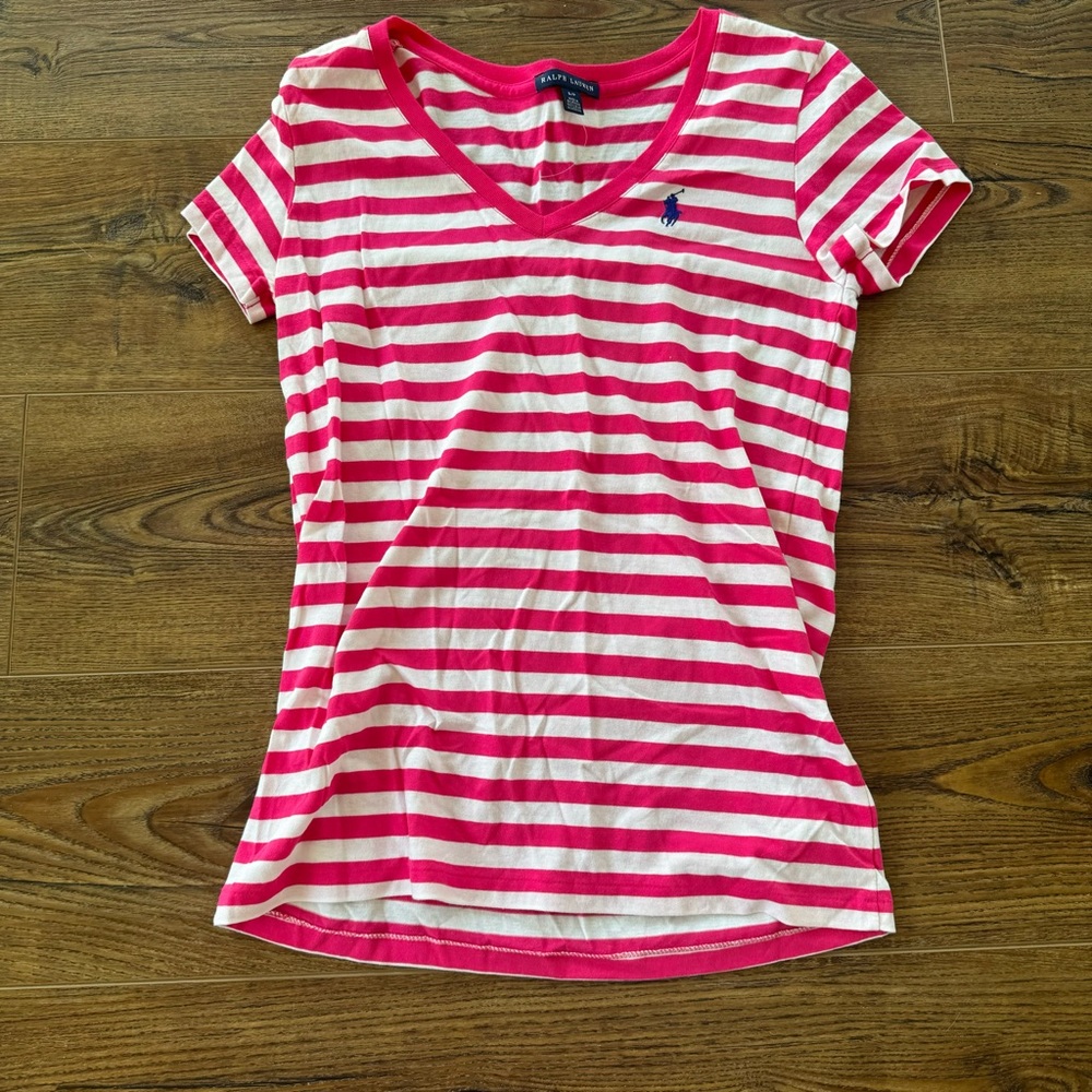 Pink Striped Polo T-Shirt